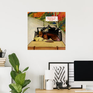 Pôster O amor do vintage, estrada fechado continua a seu