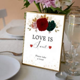 Poster O Amor É A Burgundy Autumonal Emerald Floral