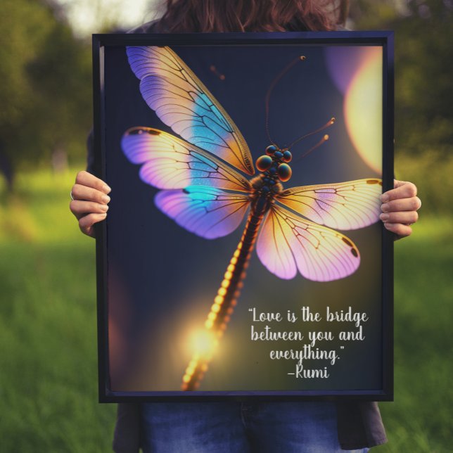 Poster O Amor é a Ponte Rumi Cotação Dragonfly (A beautiful print for home, office, meditation room, yoga studio...)
