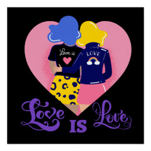 Pôster O amor é amor. Amor arco-íris. Orgulho LGBT+. Cart