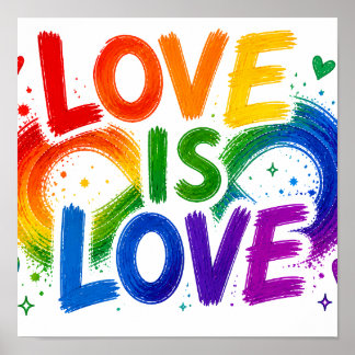 Poster O Amor é Amor Coração de Arco-íris Cartaz 30x30cm