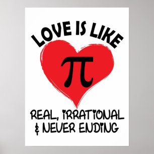 Poster O amor é como Pi Real Irracional e Nunca Acabar