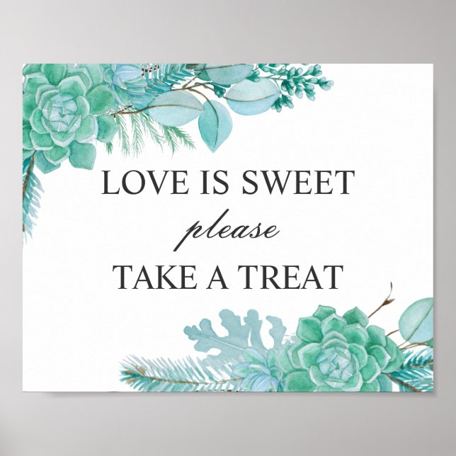 Poster O amor é doce, aproveite o presente. Suculentas de (Frente)