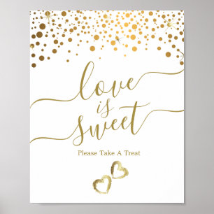 Poster O amor é doce com os Dourados pontos de Confetti