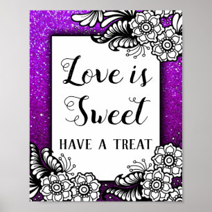 Poster O amor é doce Desserts Purple Glitter Sparkles