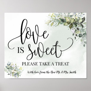 Poster O amor é Doce mesa de sobremesa casamento eucalipt