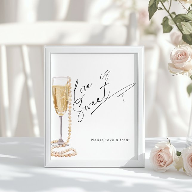 Poster O amor é doce Pérolas e Chá de panela Prosecco (Criador carregado)