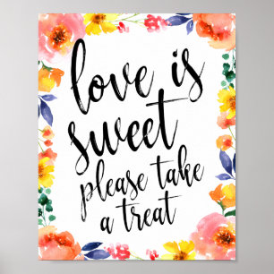 Pôster O amor é doce, por favor, pegue um presente placa