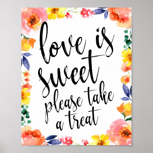 Pôster O amor é doce, por favor, pegue um presente placa  (Frente)