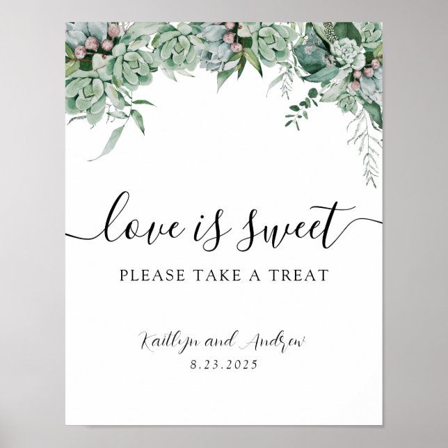 Poster O Amor é Doce Por Favor Pegue um Presente Sinal (Frente)