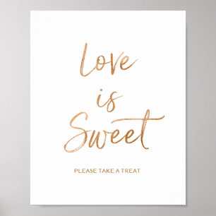 Pôster O Amor é Doce Sinal de Casamento em Rosa Dourado 8