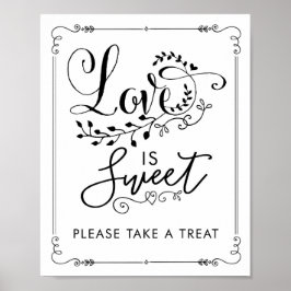 Poster O Amor é Doce Sinal de Favor de Casamento Botânico