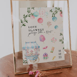 Poster O Amor é Doce Sinal de Sobremesa de Casamento