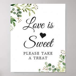 Poster O amor é folhas verdes de eucalipto doce folhagem