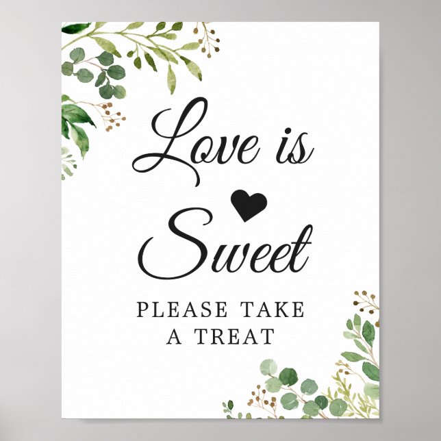 Poster O amor é folhas verdes de eucalipto doce folhagem (Frente)