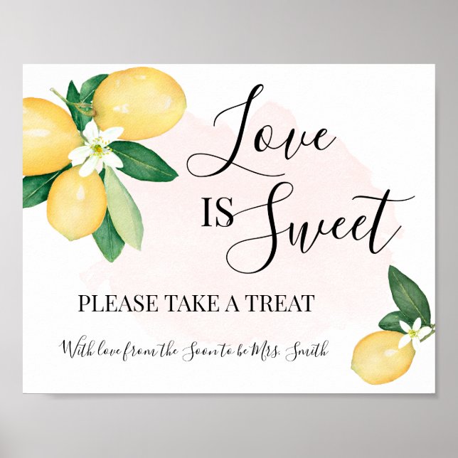 Poster O amor é Mesa de Sobremesa Doce Chuveiro Casamento (Frente)