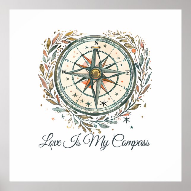 Poster O Amor é Meu Compasso – Design de Orgulho de Acamp (Frente)