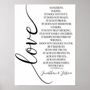 Poster O amor é o paciente 1 Corinthians 13 personalizado