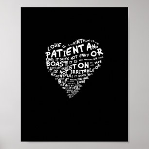 Poster O Amor é Paciente Coríntios Coração Branco Estilo 