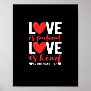Poster O Amor é Paciente Gentil Divertido Coração Cristão