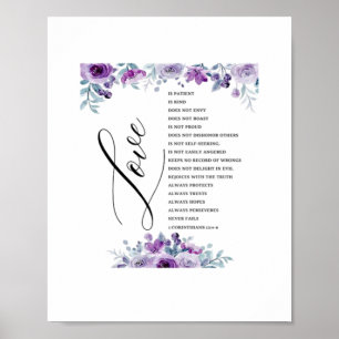 Poster O Amor é Paciente Gentil Não Inveja Versículo Bíbl