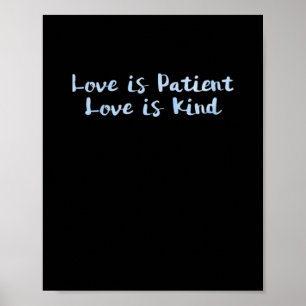 Poster O Amor é Paciente O Amor é Gentil Azul Minimalista