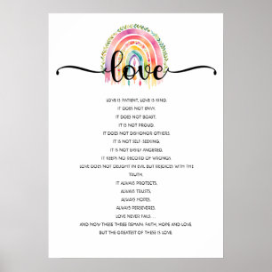 Poster O amor é paciente, o amor é gentil, o amor, o vers