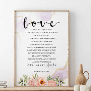 Poster O Amor É Patient Amor É Tipo, 1 Corintiano 13:4-8