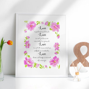 Poster O amor é texto dos Corinthians 13 de I floral