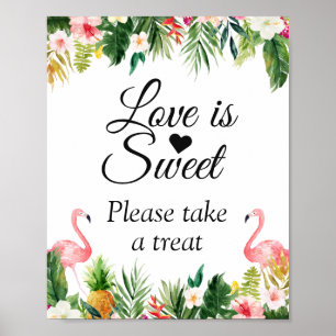 Poster O amor é um doce símbolo de aquarela tropical