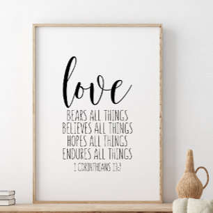 Poster O Amor Enrola Todas As Coisas, 1 Corintiano 13:7