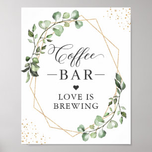 Poster O AMOR ESTÁ A SAIR   Eucalipto Geométrico Bar De C