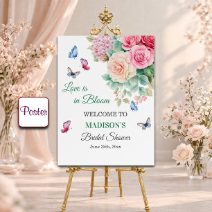 Poster O amor está em flor Borboletas Chá de Noiva Bem-vi
