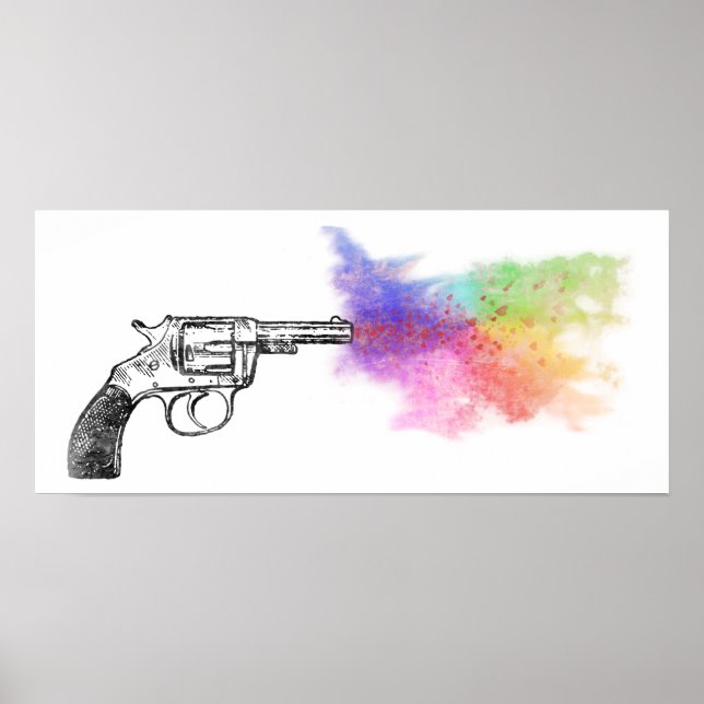 Poster o amor está fumando arma: arco-íris: (Frente)