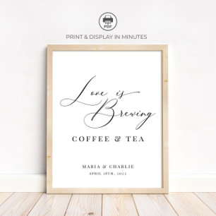 Poster O Amor Está Sendo Preparado Café Chá de C Casament