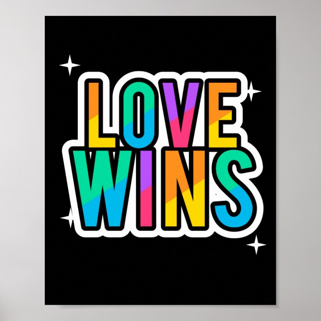 Poster O amor ganha. LGBTQ+Orgulho. Arco-íris. (Frente)