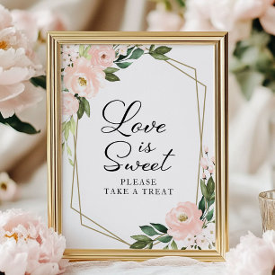 Poster O Amor Geométrico Floral Rosa É Um Sinal Bonito