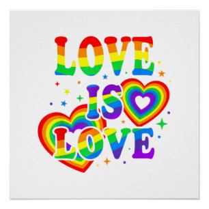 Pôster O Amor LGBTQ é Amor Orgulho Gay Bandeira do Arco-Í