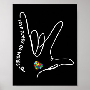 Poster O Amor Não Precisa De Palavras Autismo Coração Que