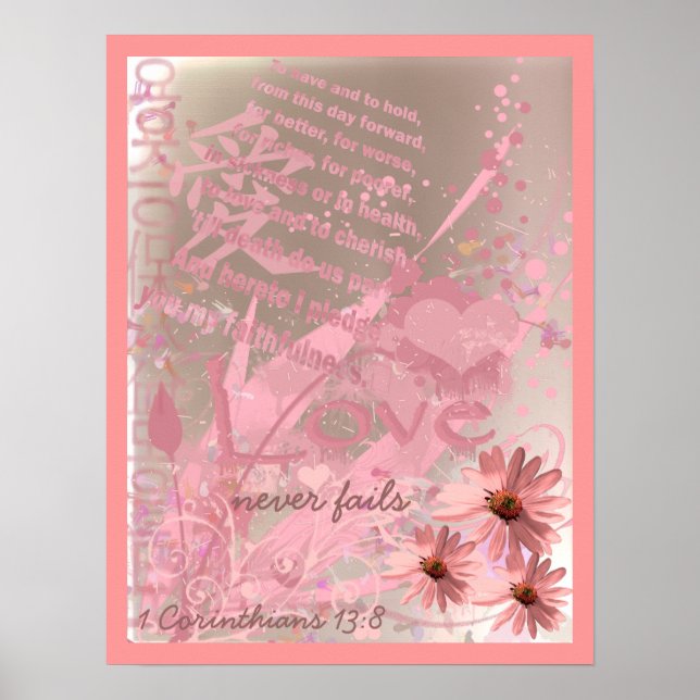 Pôster O Amor Nunca Falha Com Os Votos De Casamento (Frente)