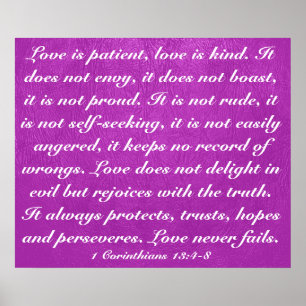 Pôster O amor nunca falha o 13:4 dos Corinthians do verso
