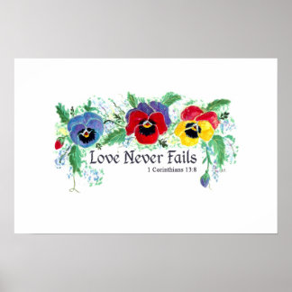 Poster O amor nunca falha (pânico azul, vermelho e amarel