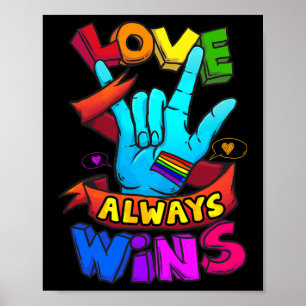 Poster O Amor Sempre Vence Asl Conscientização de Surdos