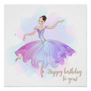 Pôster O aniversário à moda da bailarina deseja o