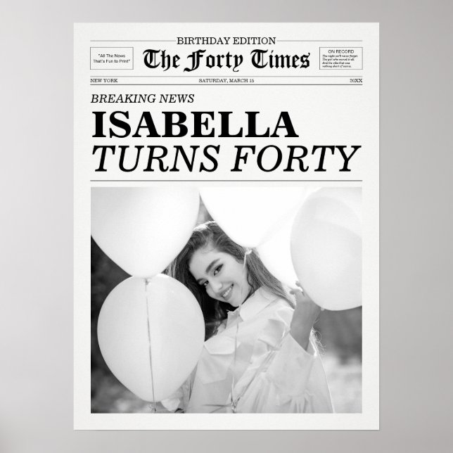 Poster O aniversário de 40 anos do jornal quarenta vezes (Frente)