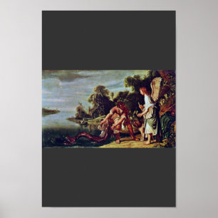 Poster O anjo e o Tobias com os peixes por Pieter Piete