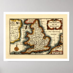 Poster O Antigo Mapa Atlas Antiquário do Reino da Inglate