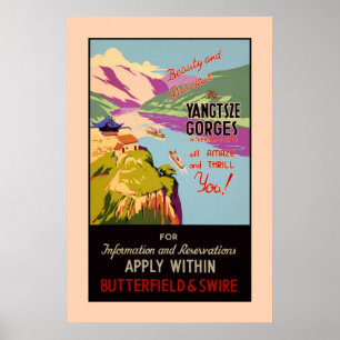 Poster O anúncio das viagens vintage o Yangtze Gorges