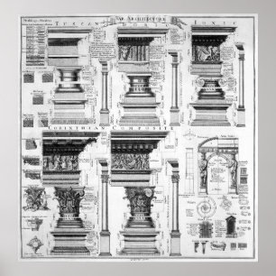 PÔSTER O ARCO ARQUITECTÓNICO DAS COLUNAS DETALHA 1728