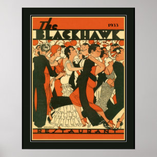 Poster O art deco do restaurante de Blackhawk